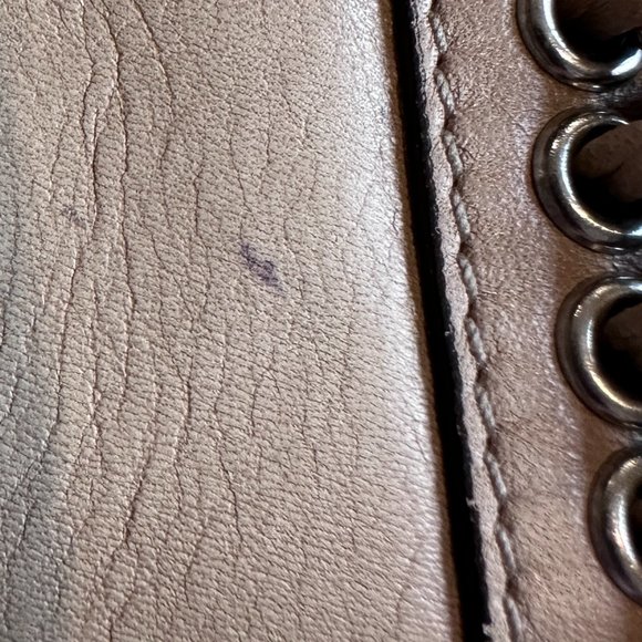 Karen Millen Wallet Calf Leather Full Zip Center Accordion Nude Tan Braid #GK116 - Picture 4 of 14